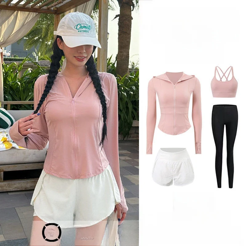 Women's Two-Piece Swimsuit Long Sleeve Surfing Diving Suit Sporty Sun Protection Swimwear Special for Swimming Pool