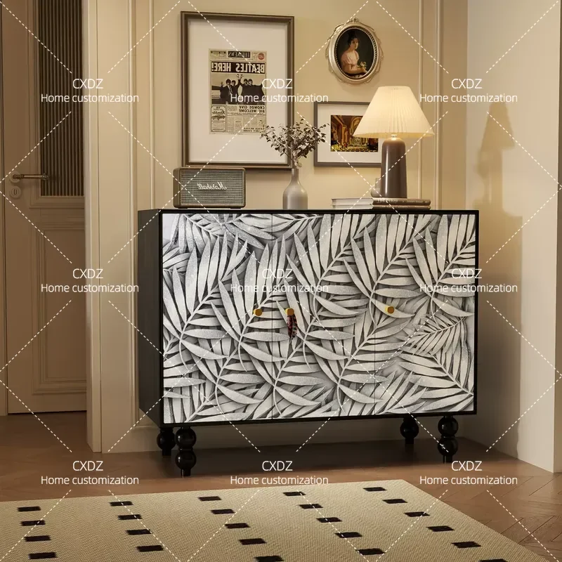 French Style Custom Multi-functional Storage Shoe Cabinet Solid Wood Dining Sideboard for Home Restaurant Hotel Homestay