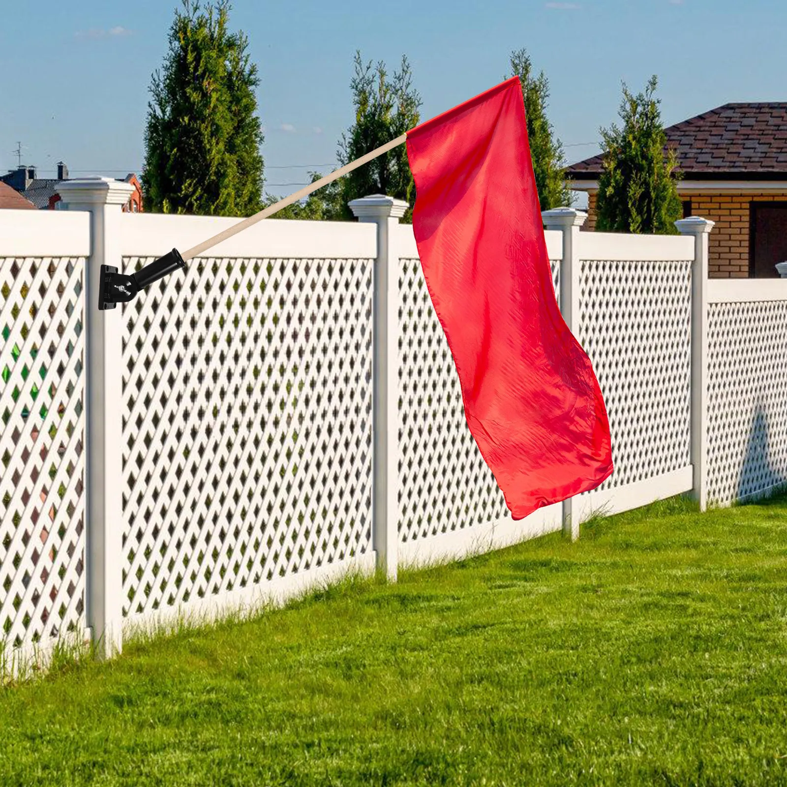 

Aluminum Alloy Flag Pole Holder 180 Degree Adjustable Rotatable Wall Mount Bracket Outdoor Space Saving Stable Black Flagpole