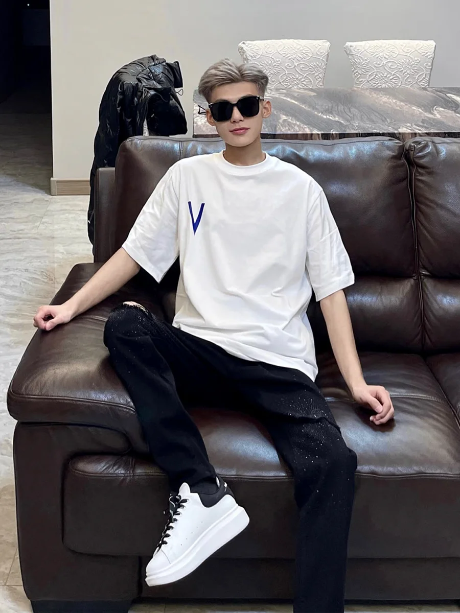 

Летние мужские джинсы премиум-класса с рваными элементами до колен, повседневные, черные, зауженные, длинные брюки, модные, универсальные, молодежные джинсы