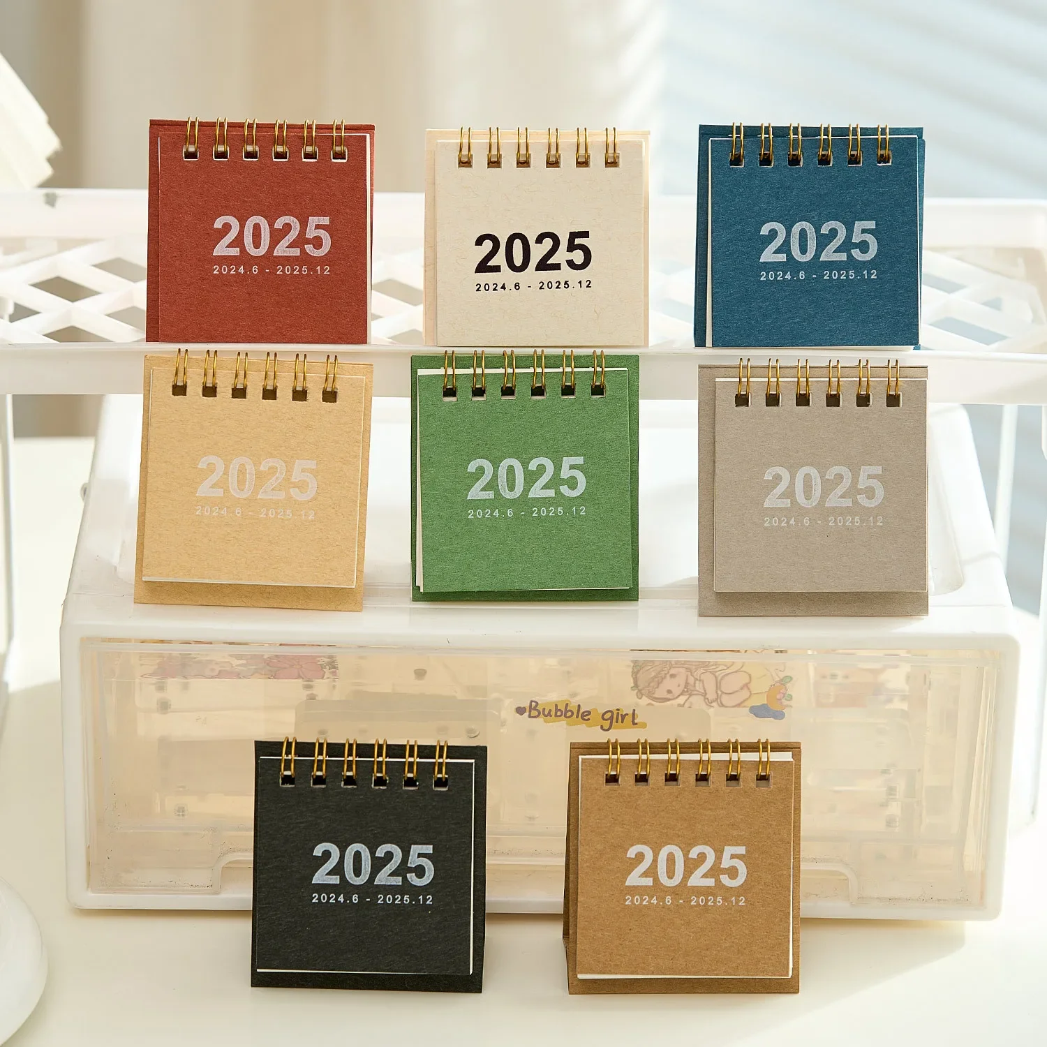 2025 Mini Simple Small Desk Calendar Pocket Portable Calendar Punch Plan Office Desktop Decors Kits Students Stationery Calendar