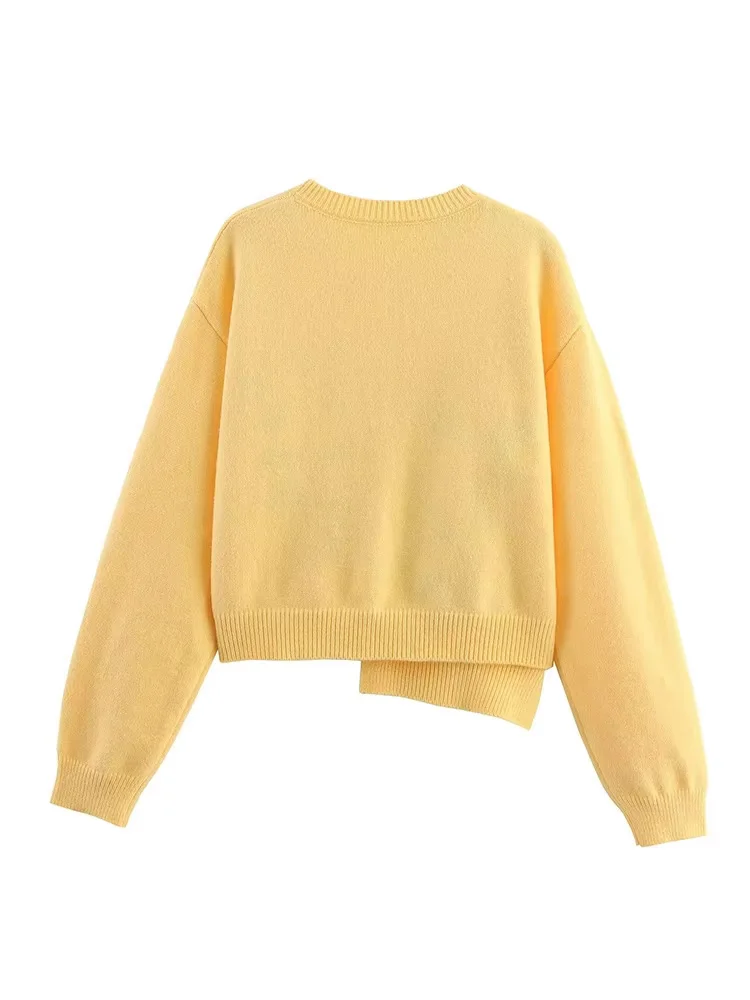 HH Women's Autumn Fashion Embroidered Irregular Hem Cardigan Sweater Female Casual Single Breasted Long Sleeve Coat Mujer