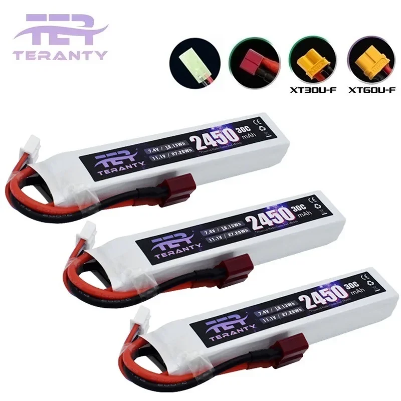 11.1V Lipo Battery for Airsoft Gun 11.1V 3S 2450mAh 30C for Water Guns Airsoft BB Air Pistol Electric Toys 3S Batteries Deans T