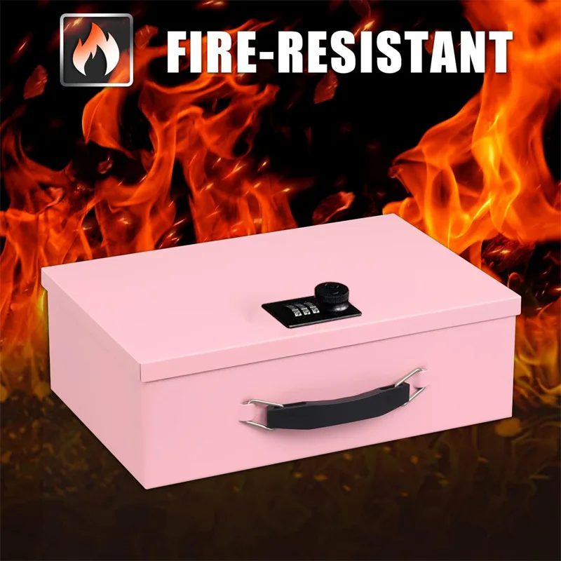 Heavy Duty Metal Money Box with Knob Lock Portable Cash Case Thickened Storage Box for Cashier