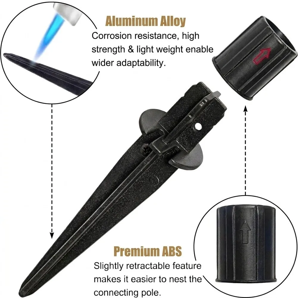 Sturdy Metal Ground Stakes for Solar Lights 8 Pack Black Replacement Pegs for 0.78 inch Lamp Posts Outdoor Garden Use