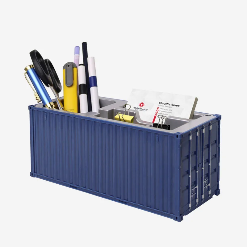Simulated Ocean Freight Container Model Pen Holder Storage Box New Plastic Storage Box Desktop Storage Rack