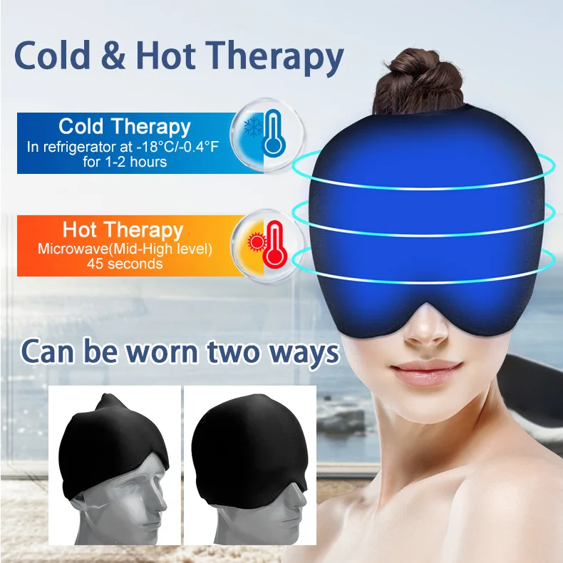 

Твердый гелевый головной убор для физического охлаждения, горячие и холодные компрессы, успокаивающая шапочка для ванны, средство для снятия боли в лицо, маска для глаз с ледяным компрессом.