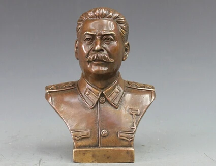 

Copper Brass CHINESE crafts Asian Western Bronze Copper Politician Joseph Vissarionovich Stalin Bust Art Statue