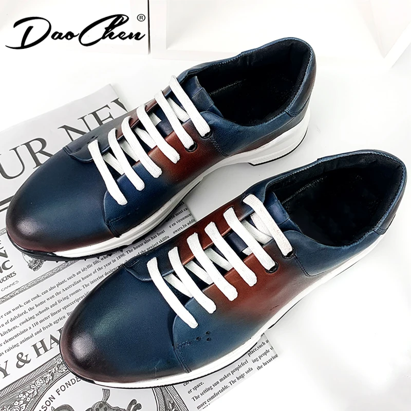 Classic Design Genuine Leather Mens Shoes Lace-up Basic Outdoor Footwear Sneaker Daily Flat Oxfords Casual Shoes for Men