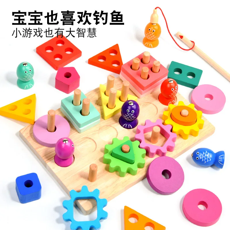 Geometrische passende Rettich ziehen Kinder Lernspielzeug magnetische Angelspiele Angelspielzeug Kindergarten Eltern-Kind-Spiel