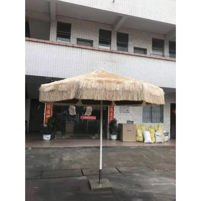 Chinese Deluxe Outdoor Terrace Parasol Straw Beach Umbrella