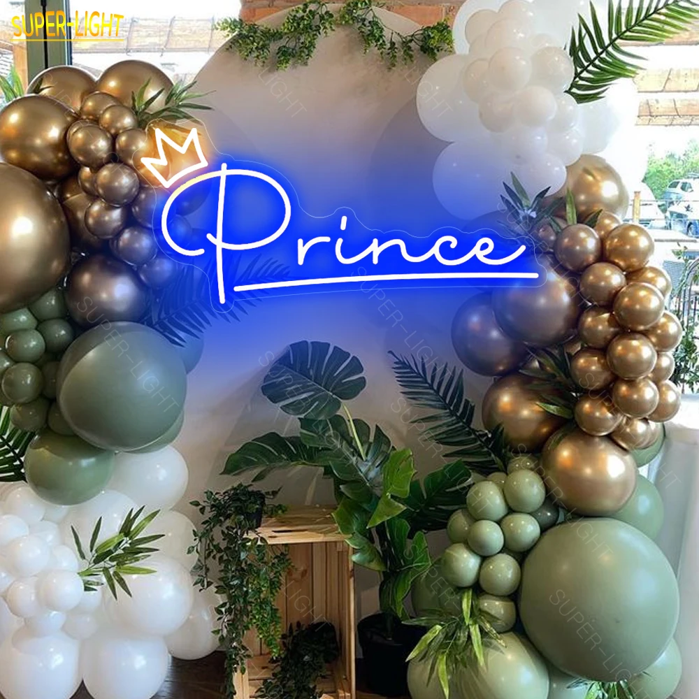 

Prince With Crown Custom Led Neon Sign | Kid Name Custom Neon | Wedding Custom Led Neon Light | Home Decor Art