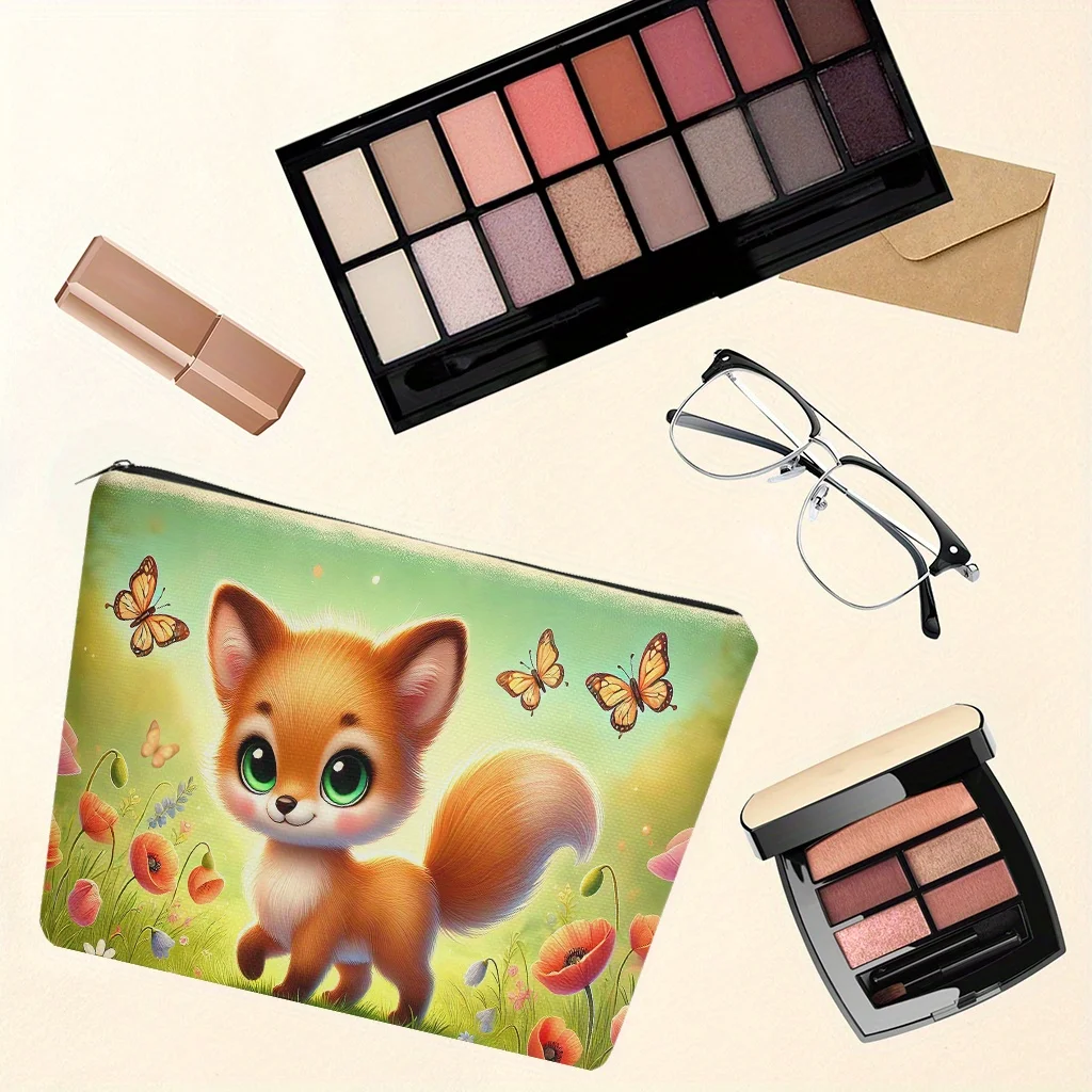 A Little Fox Make-up-Tasche – multifunktionale Damen-Reißverschlusstasche, Schmuck-Organizer-Tasche, perfekte kleine Aufbewahrungstasche mit Reißverschluss für die Reise