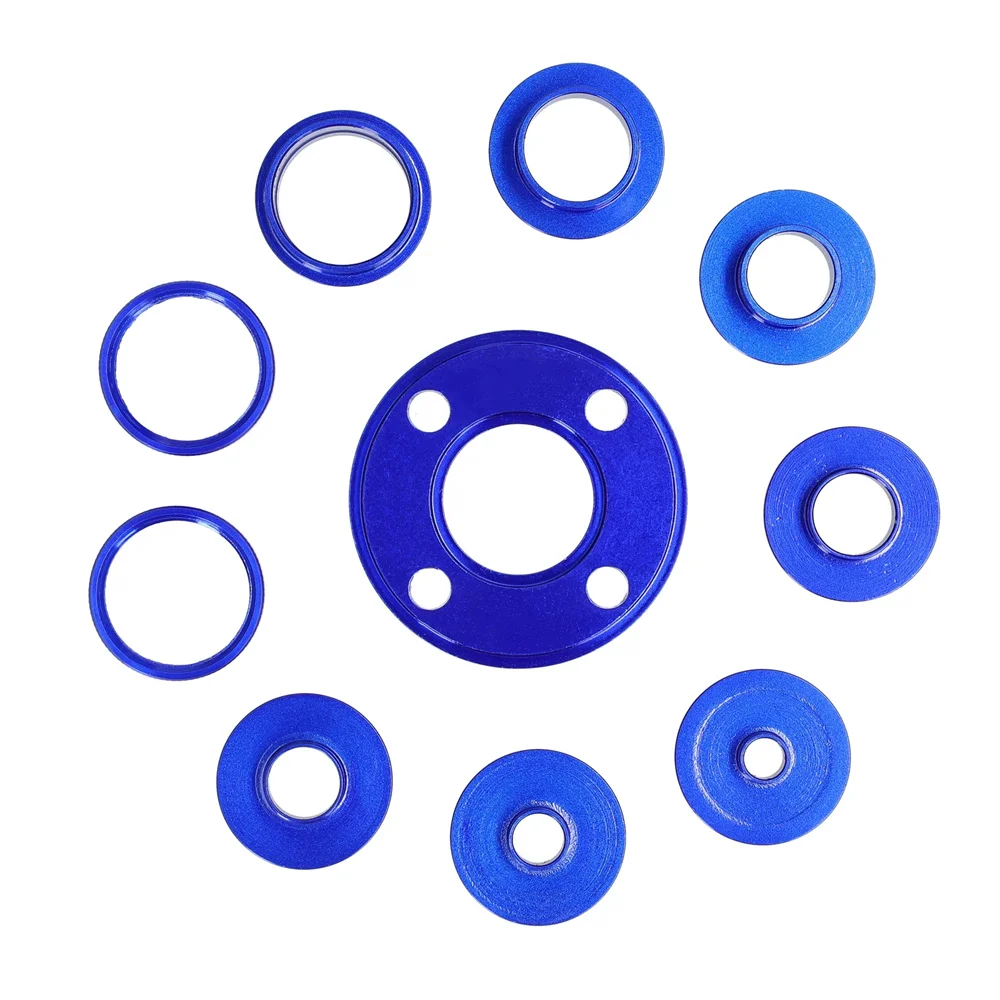 

10 шт., набор направляющих втулок для шаблонов фрезерного станка, алюминиевый сплав, 8 направляющих втулок, 2 стопорных гайки, деревообработка с фрезерными приспособлениями и шаблонами