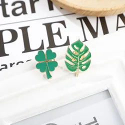 Cartoon Brooch Cute Versatile Personality Badge Japanese Ins Women'S Breastflower Lucky Four Leaf Grass Green Breast Pin New