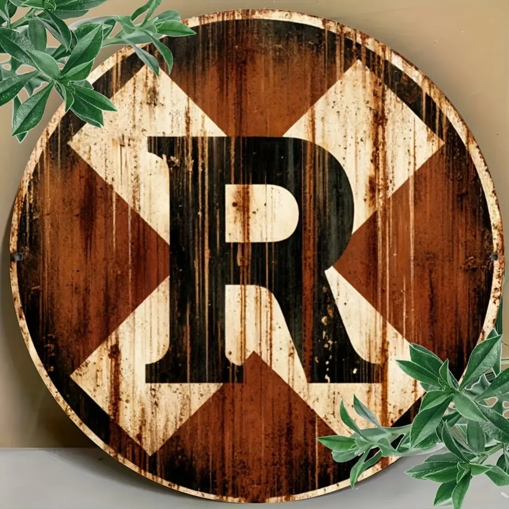 

Vintage Metal Wall Sign Retro Round "R" Art Home Decor Living Room