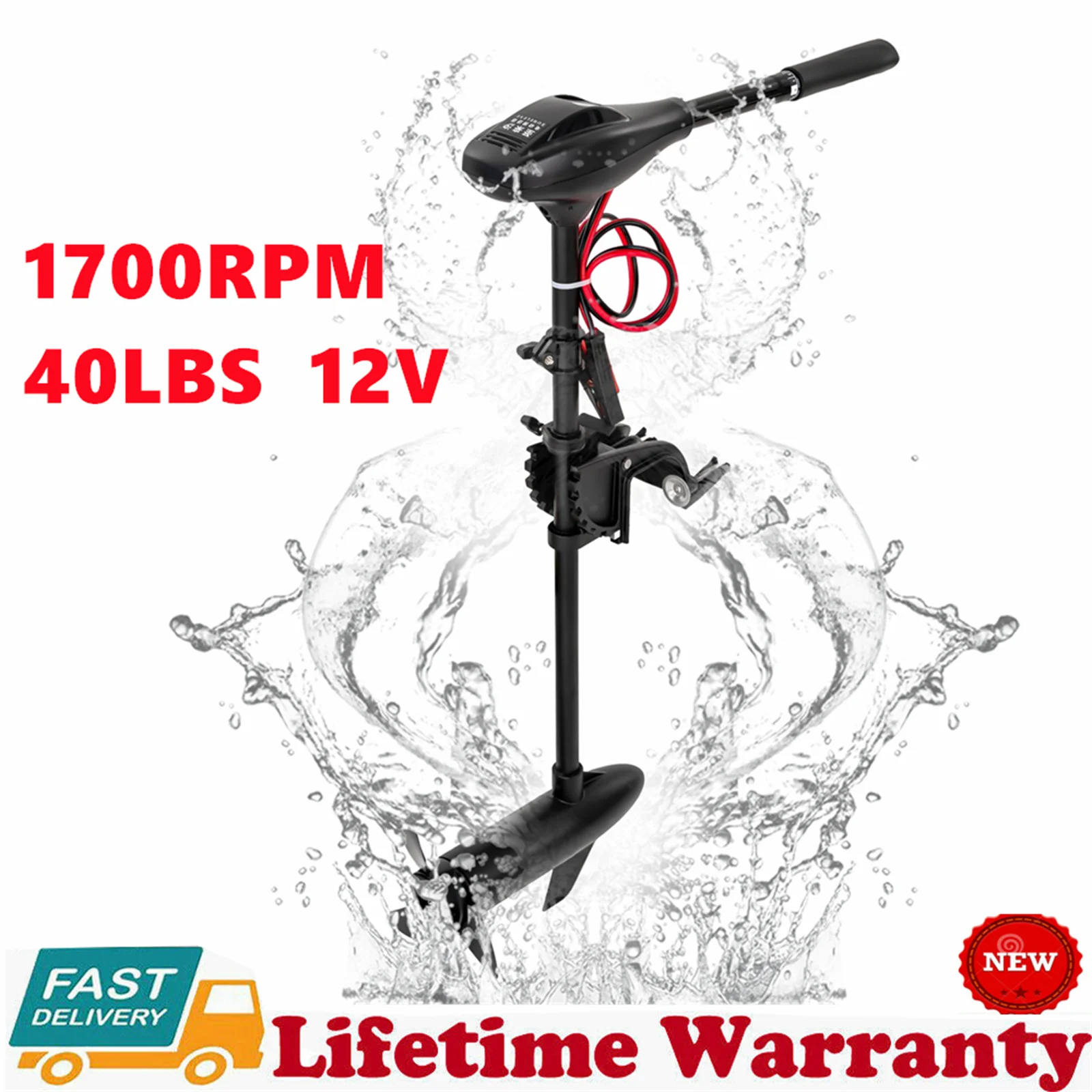 Hangkai Electric Outboard Engine 1700RPM 40LBS Electric Outboard Motor Trolling Motor Brush Motor Fishing Boat Engine 12 V