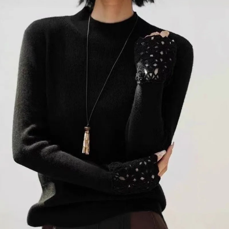 

Fashionable Long Sleeve Knitted Sweater for Women Spring Autumn New Style Bottoming Outerwear Polyester Fiber Basic Style