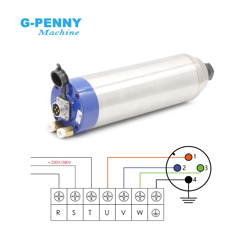 G-Penny 2.2kw ER20 Metal Spindle Water Cooled Spindle Motor 800Hz Pole=4 D=80mm 6000-12000rpm for copper,iron,stainless steel