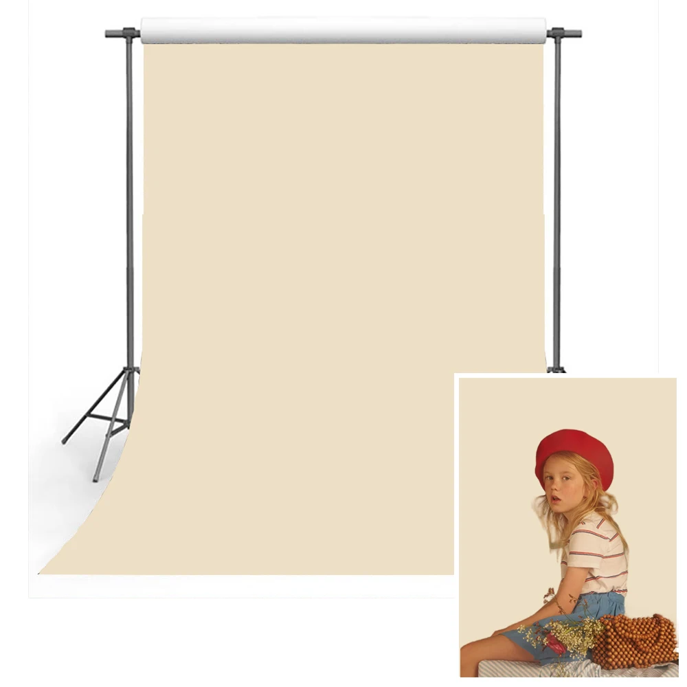 Mocsicka Beige Solid Color Photography Backdrop Kids Adult Art Portrait Photo Background Newborn Baby Shower Studio Photoozne