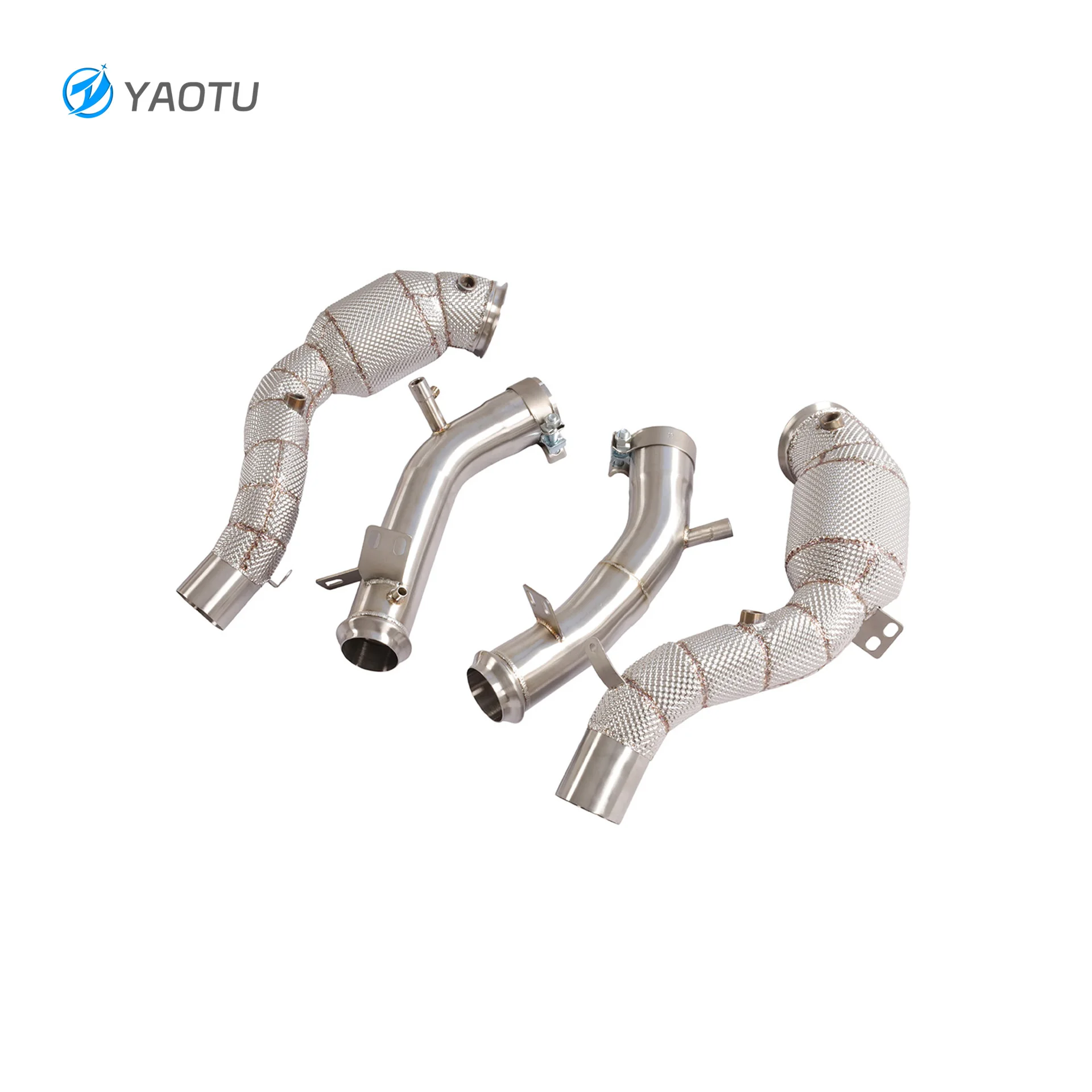 

YT Stainless Steel 200 Cells Catalysis Exhaust Downpipes for Mercedes Benz X254 GLC63 4.0T 2025+ with Heat Shield & OPF