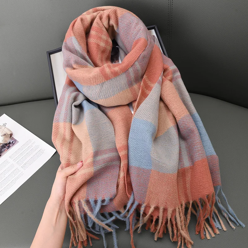 2024 Scarf For Women Warm Thickened Outer Shawl Striped Plaid Simple Scarfs Fall and Winter Designs