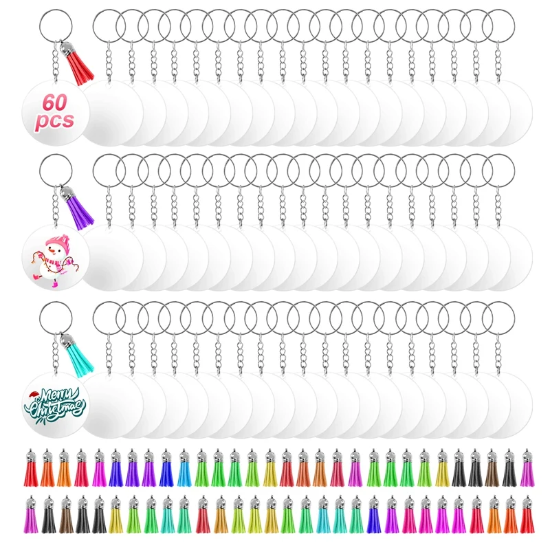 

350Pcs Acrylic Clear Keychain Blanks For Vinyl With Blanks, Tassels, Jump Rings, Keychain Rings For DIY Keychain Craft