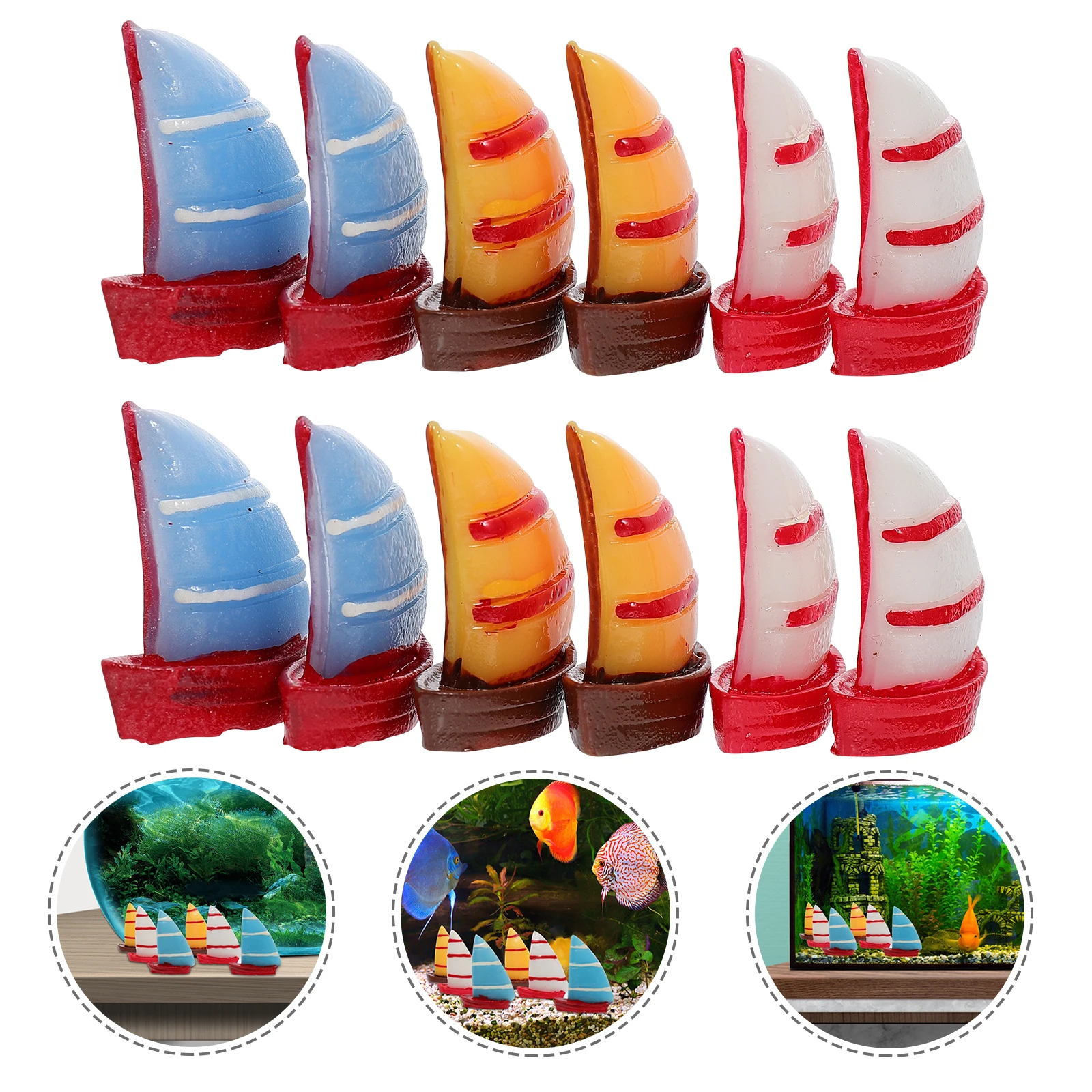 

15 шт., мини-парусник из смолы, украшения, реалистичные украшения для сцены для аквариума, горшок, растение, настольный пейзаж, домашний декор