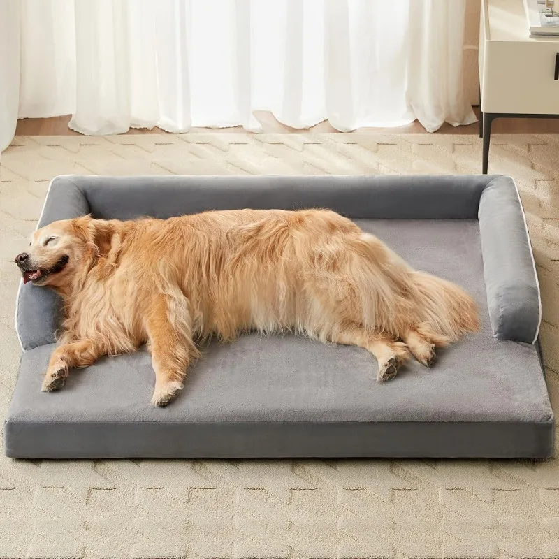 

Orthopedic Dog Beds Large Sized Dog, Waterproof Large Dog Bed with Sides, Washable Couch Dog Bed