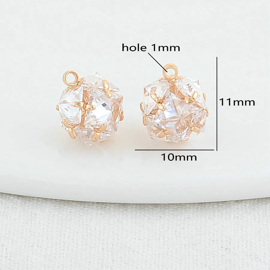 4PCS 10*11MM 14K Gold Color Brass Round Charms Pendants Necklace Earrings Jewelry Making Supplies Accessories