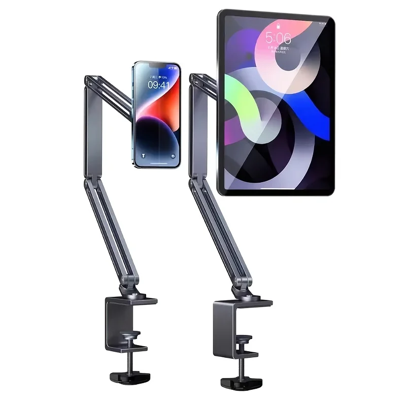 Adjustable Aluminum Bed Tablet Stand for 4-12.9 Inch Mobile Phones & Tablets Bed Desk Mount Support Compatible with iPad Mini