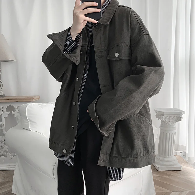 

Denim Jacket, Men's Hong Kong Style, Autumn and Winter Loose Fitting Clothes, Korean Version, Trendy Workwear, Versatile Jacket