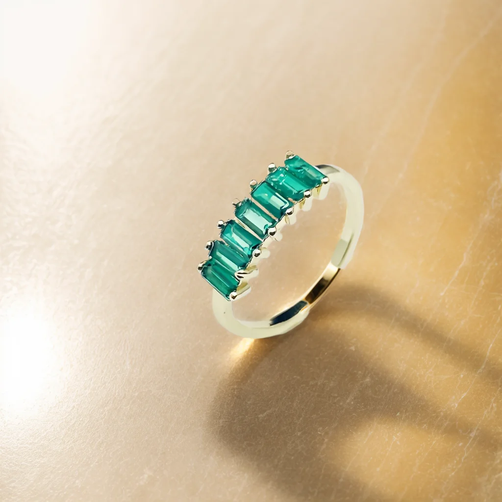 know dream Green zircon ring, various petal rings, fashionable new gifts, banquet rings