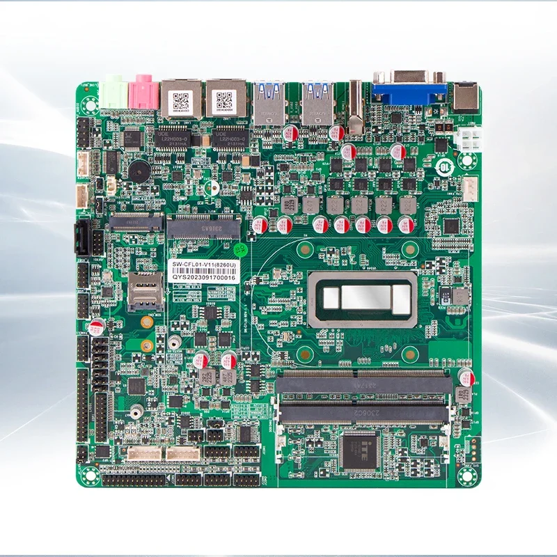 

DC 12V Industrial Mini ITX Motherboard with I3-7100U 2*RJ45 8*USB 5*RS-232+1*RS-485/232 Ports