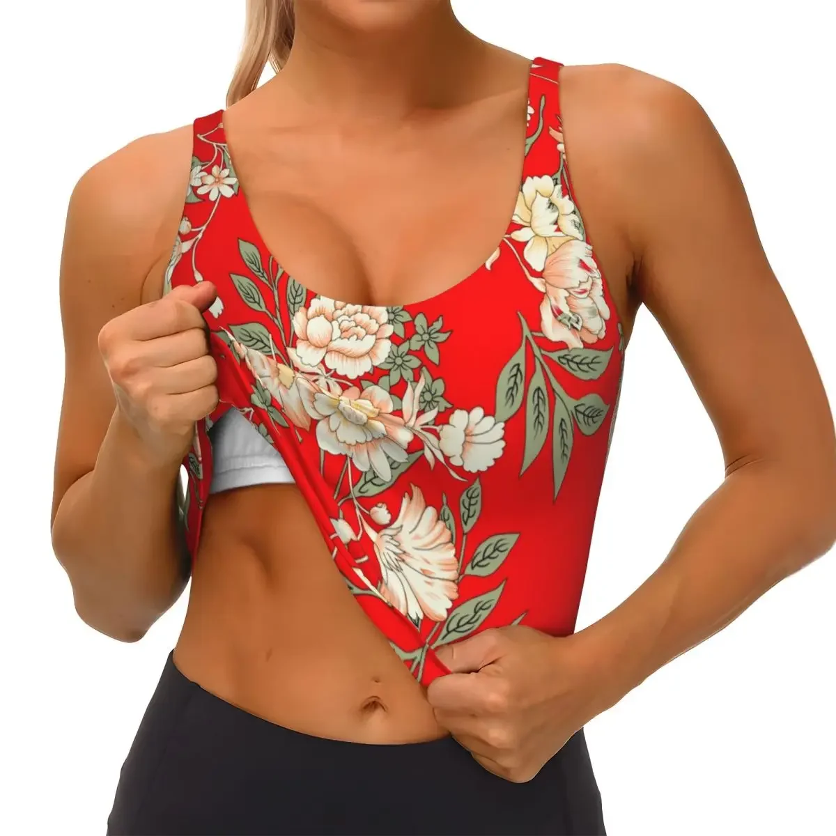 سترة يوجا للنساء للصالة الرياضية قطع علوية قصيرة مجردة بألوان مائية وزهور ملابس خروج للتمرين قابلة للتنفس للسيدات