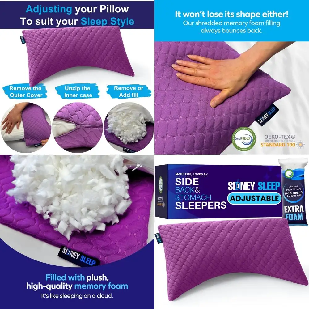 

Регулируемая подушка Queen Size из измельченной пены с эффектом памяти для сна на боку и на спине - Плюшевый комфорт с дополнительной пеной