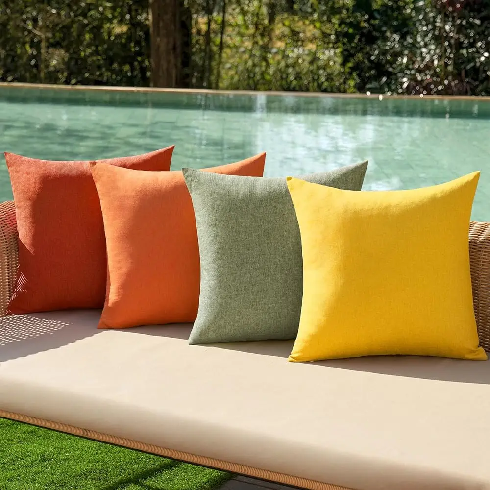 

Pa Of 4 Decorative Outdoor Throw Pillow Covers Linen Waterproof Pillow Covers Farmhouse Cushion Cases For Patio Garden Tent