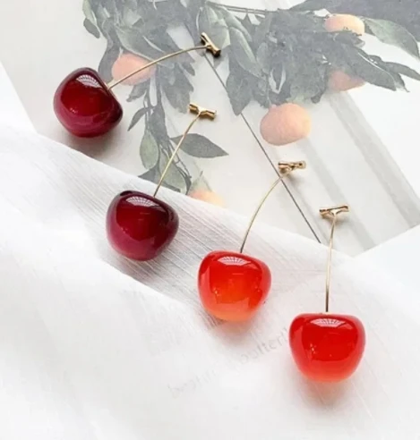 Small Fresh Sweet Red Cherry Earrings Cherries Pendant Earrings for Women Fruit Earrings Stainless Steel Earring Charm Jewelry