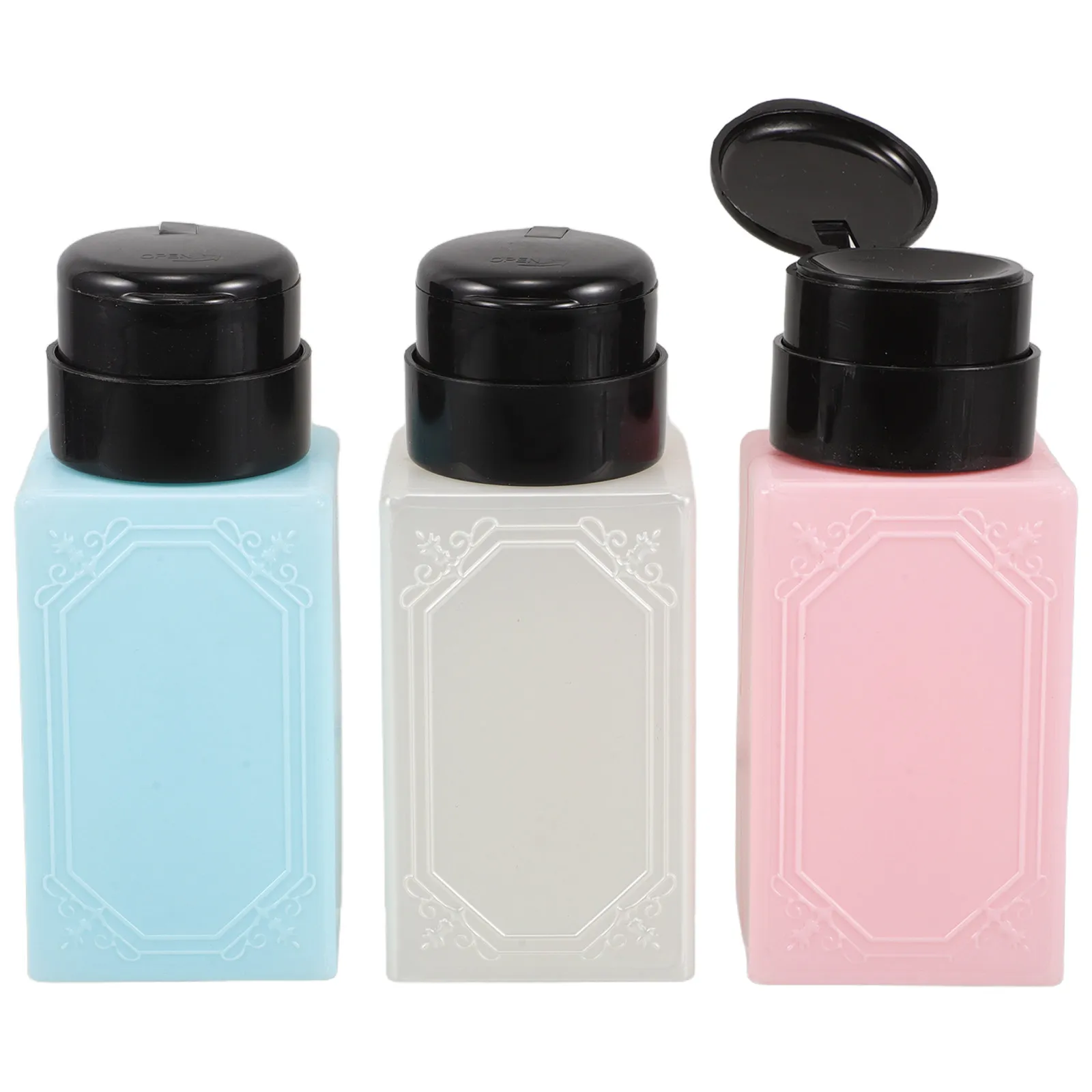 3Pcs 220Ml Push Down Nail Polish Remover Dispenser Bottle for Professional Nail Salon Use High Efficiency Clean Water Makeup