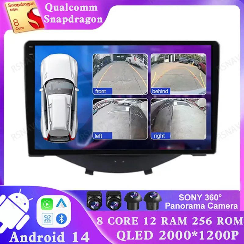

Android 14 For Toyota Aygo 2015 Peugeot 108 2020 Citroen C1 2015-2022 Car Radio Multimedia Wireless Carplay Auto Stereo GPS BT