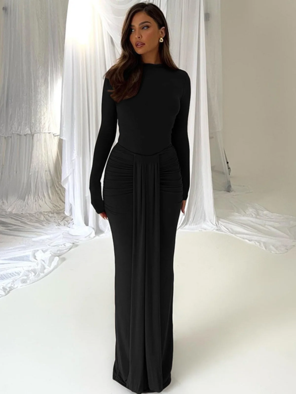 High Ne Long Sve Slim Fit Jumpsuit Women's Faion Ensemble One-Piece Suit Ele Workwear Student orm Alternative