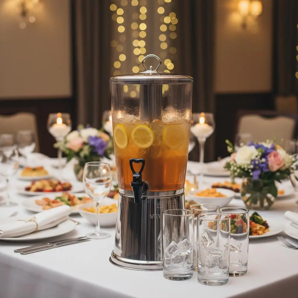 

Juice Urn 2.1 Gallon For Restaurants Hotels Parties Spigot Ice Chamber Iced Tea Lemonade Water Container Cold Beverage Server
