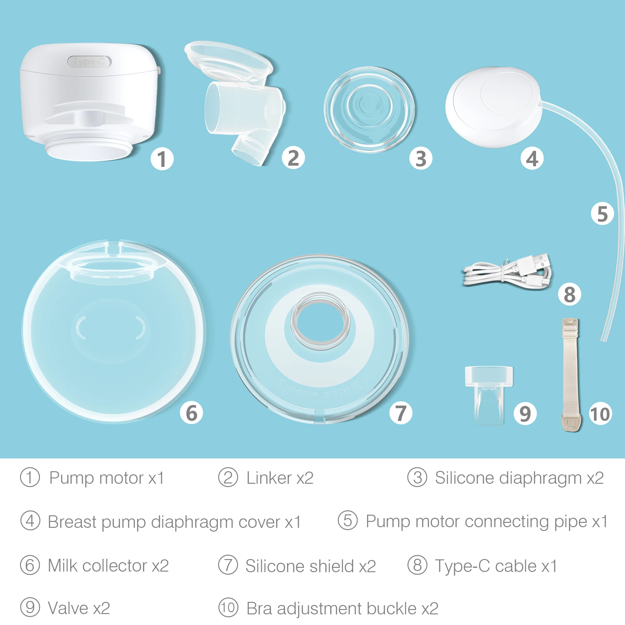 Tiralatte indossabile elettrico a doppia aspirazione 4 modalità 9 livelli Allattamento al seno portatile silenzioso senza BPA, flangia da 24 mm