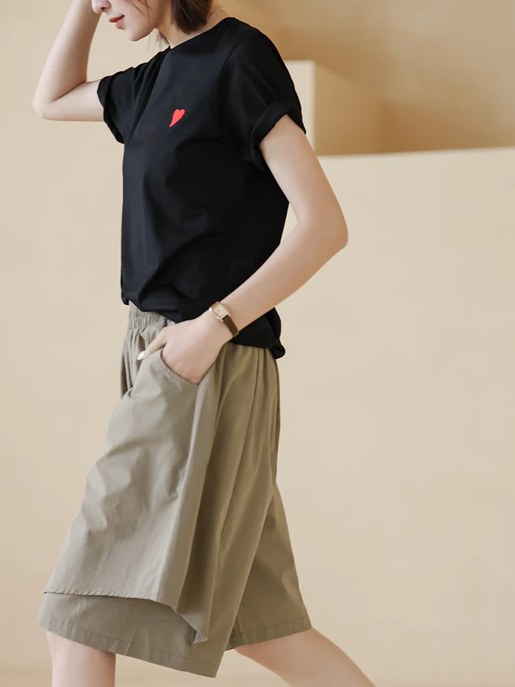 กางเกงขายาวผ้าฝ้ายบางเบาสำหรับฤดูร้อน ทรงหลวม ขากว้าง สไตล์ลำลอง ห้าส่วน ทรงบาน ใส่ได้หลายโอกาส ไซส์ใหญ่ เรียบง่าย