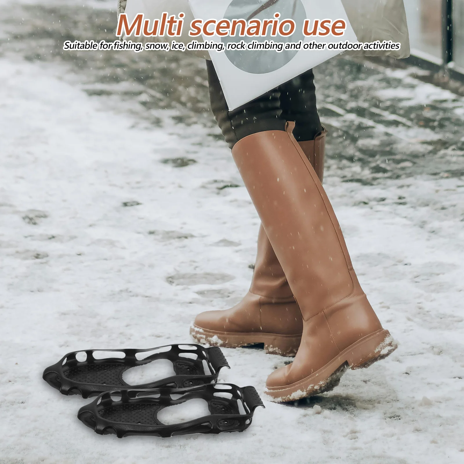 1 زوج المرابط المضادة للانزلاق الجليد 24-الأسنان سبايك تصميم للثلج الجليد المشي تسلق الجبال المشي الصيد الأنشطة في الهواء الطلق المسامير