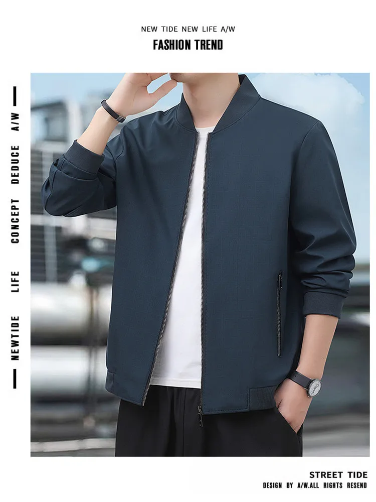 

Мужская повседневная куртка на молнии, однотонная, универсальная, модная, осенняя, стильная.