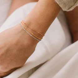 CARLIDANA Elegant Rose Gold Silver Plated Stainless Steel Bracelet Three Layered Bracelet Fashionable All-purpose Chic Bracelet