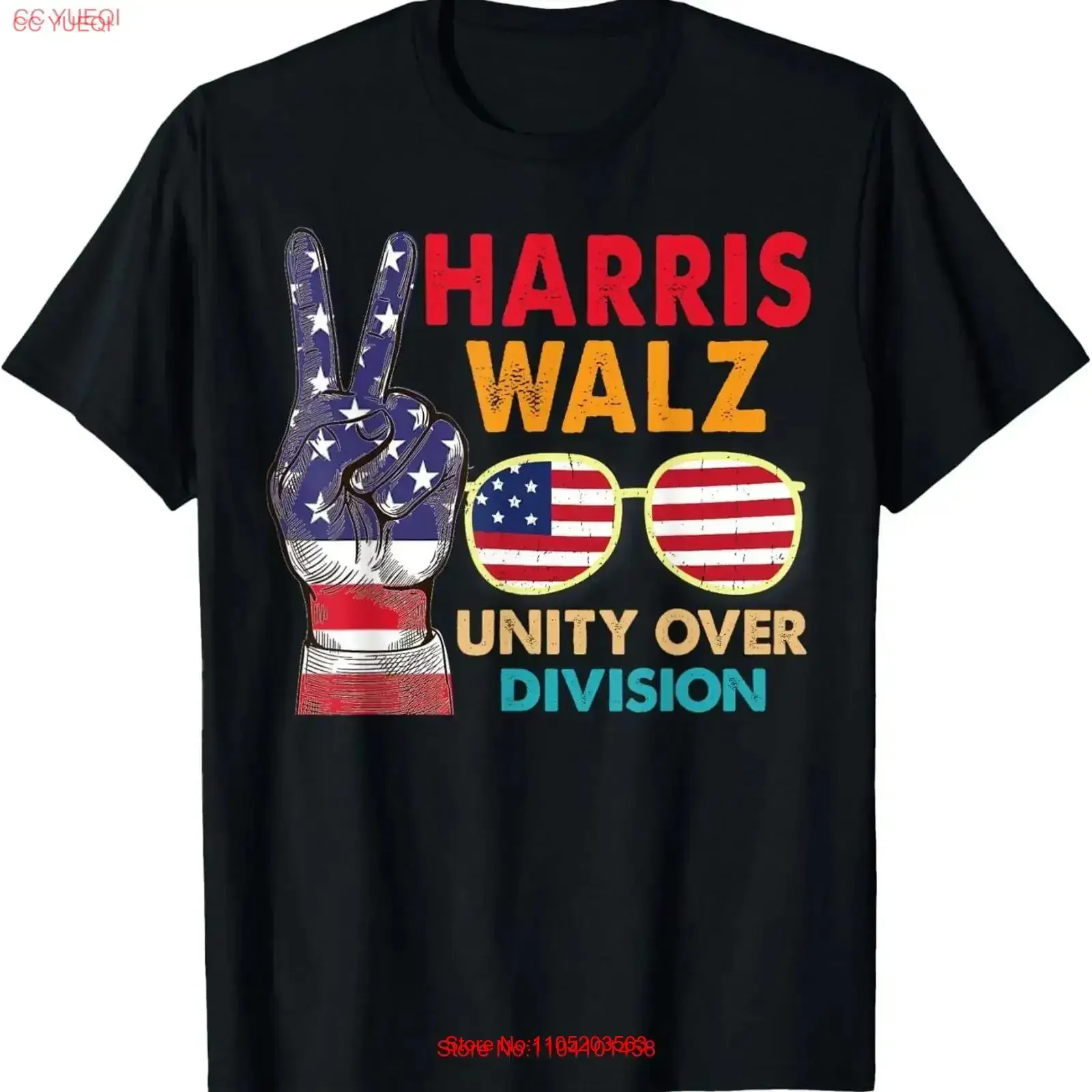 Harris Waltz 2024 Unity Over Division t-shirt vintage lavé élégant mode étiré streetwear graphique respirant homme