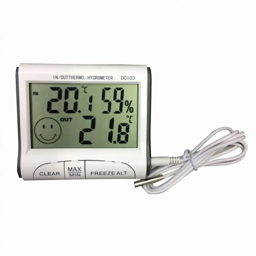 Digital Aquarium Thermometer Hygrometer Humidity Wired Weather Station Indoor Outdoor Temperature Sensor LCD Display with Probe
