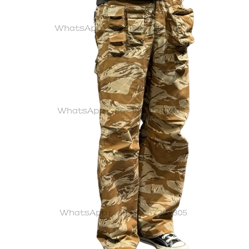 

Уличные 3D рабочие брюки с несколькими карманами, камуфляжные повседневные прямые свободные брюки Tiger Spot